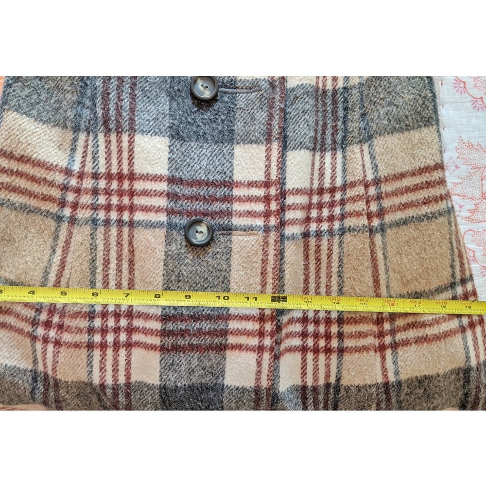 Vintage plaid maxi double breasted trench wool coat - Picture 9 of 11